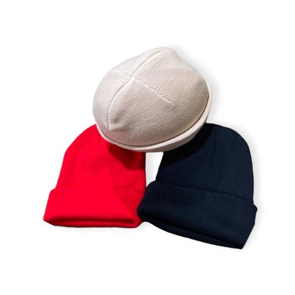 Beige Lightweight Rib Knit Beanie Caps - NEW - Picture 3 of 4